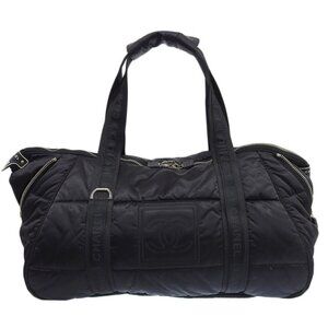 CHANEL Black Logo Boston Bag